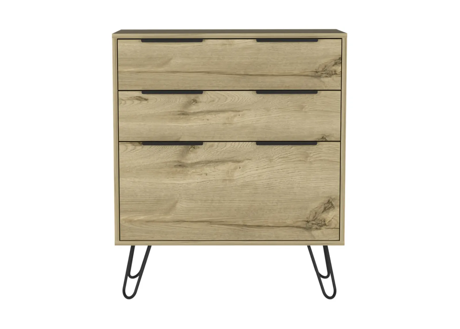 Augusta Dresser, Hairpin Legs, Three Drawers, Superior Top - Light Oak