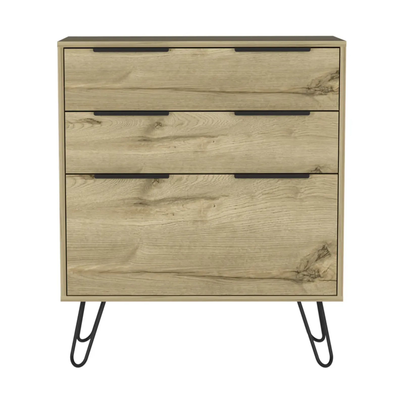 Augusta Dresser, Hairpin Legs, Three Drawers, Superior Top - Light Oak