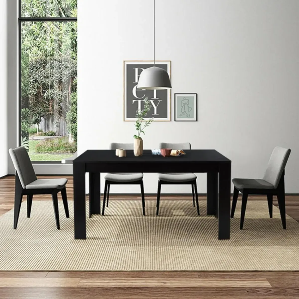 Hivvago 63 Inch Rectangular Modern Dining Kitchen Table