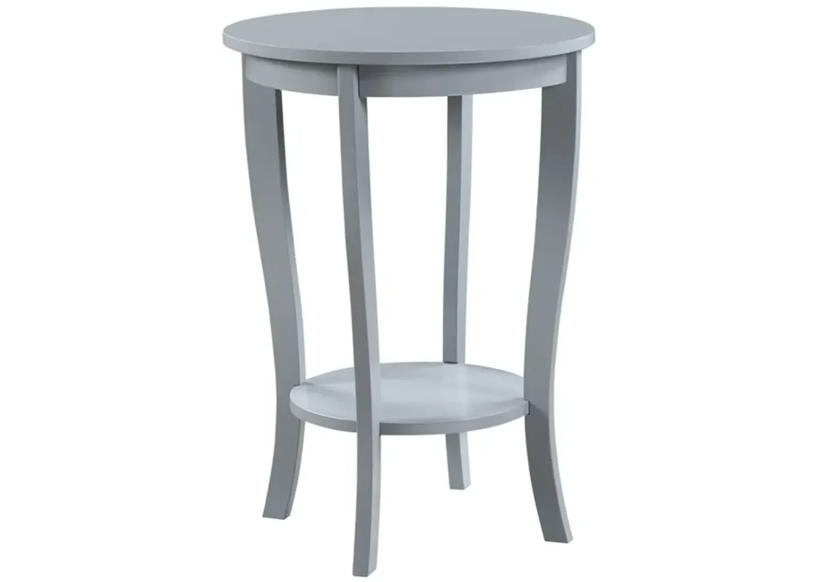 Convenience Concepts American Heritage Round End Table with Shelf, Gray