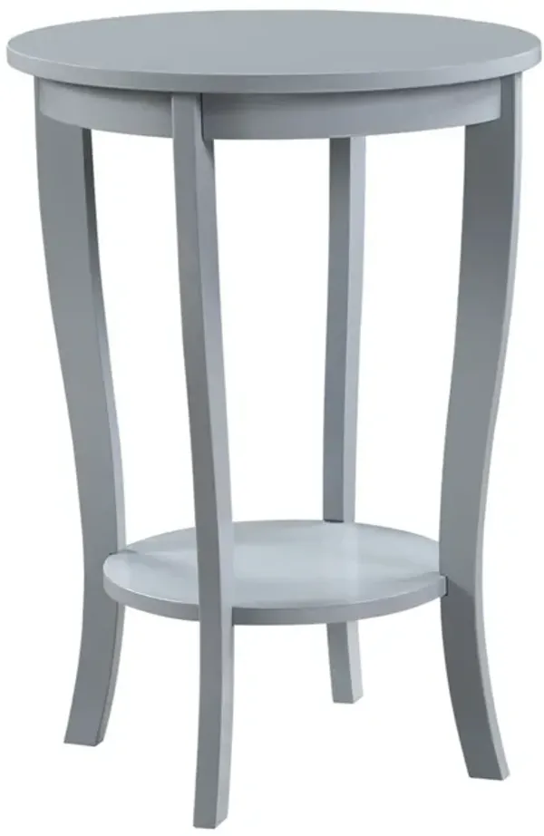 Convenience Concepts American Heritage Round End Table with Shelf, Gray