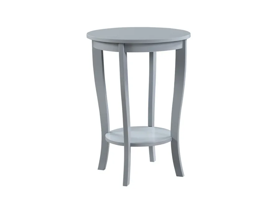 Convenience Concepts American Heritage Round End Table with Shelf, Gray