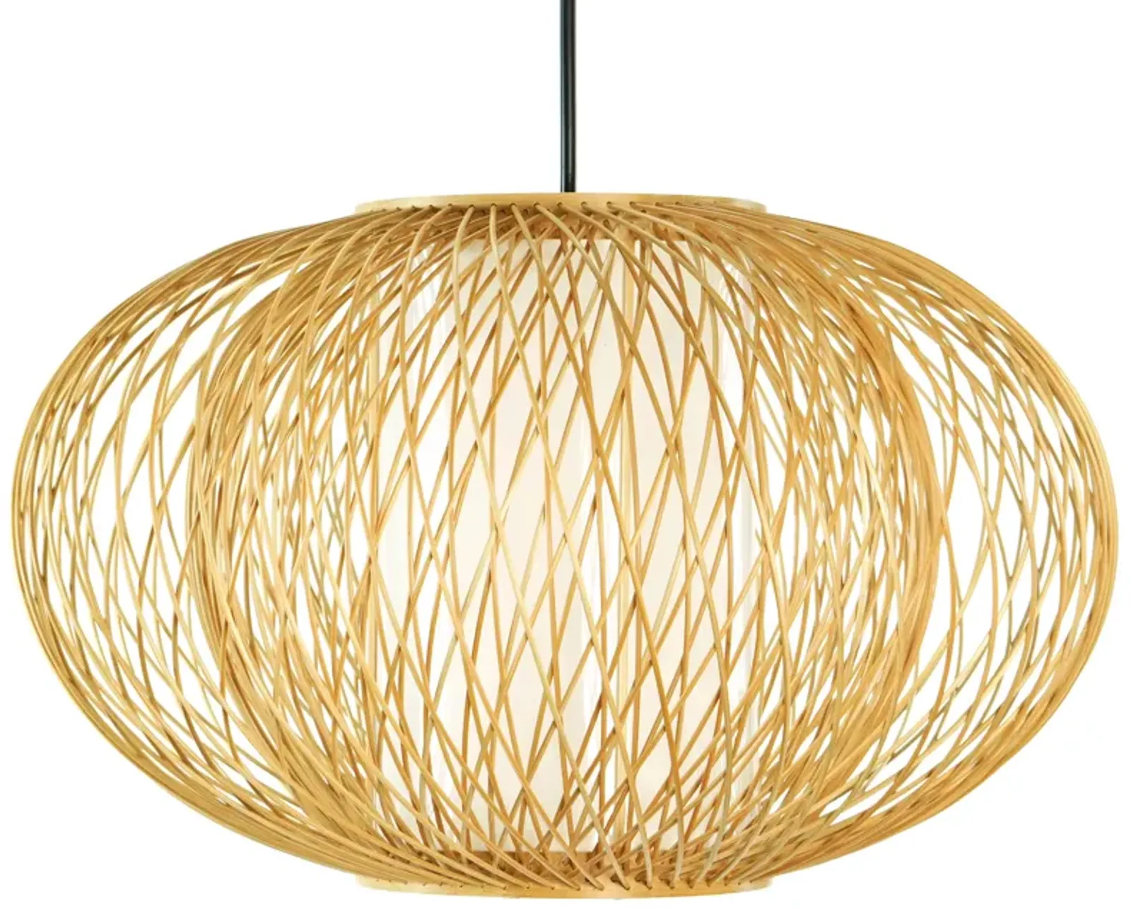 Handmade Modern Round Bamboo Wicker Rattan Lamp Hanging Light Shade, Small