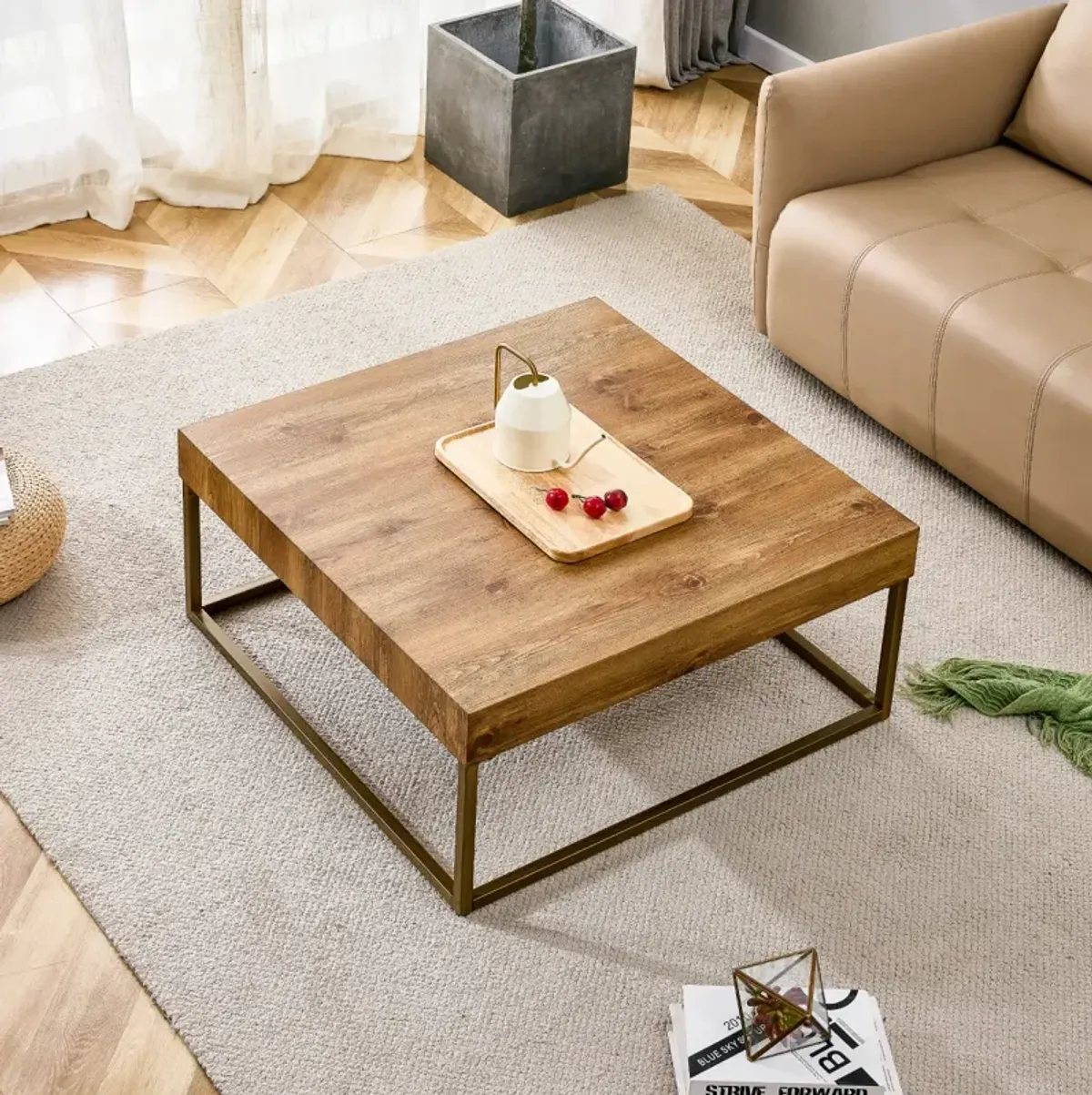 Rectangular coffee table and dining table for restaurants and living rooms, 31.5"x31.5"x14.37"