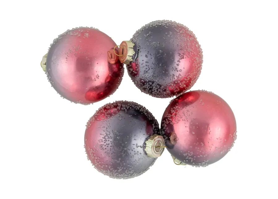 4ct Pink and Grey Ombre Hand Blown Textured Glass Ball Christmas Ornaments 3.25" (80mm)