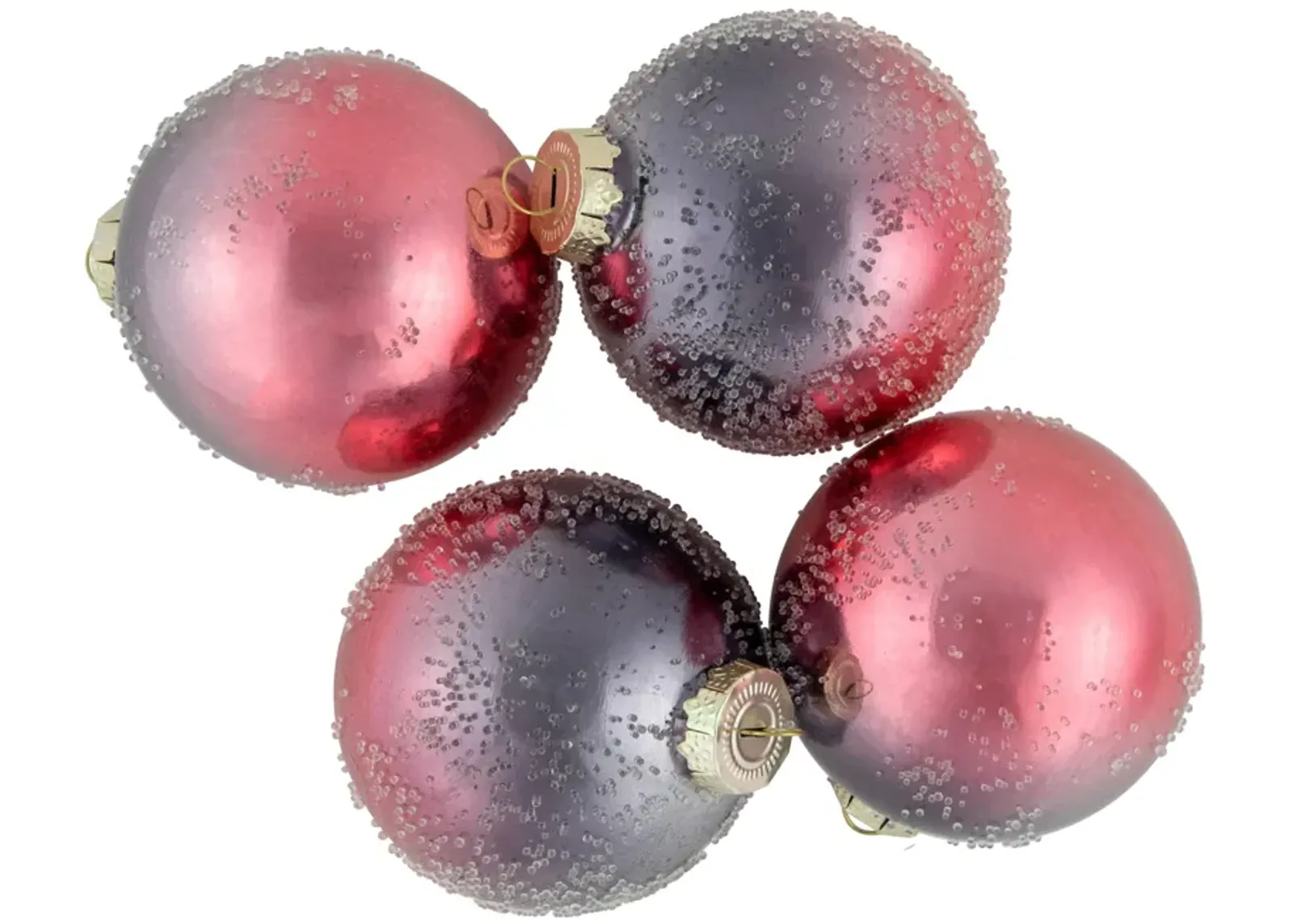 4ct Pink and Grey Ombre Hand Blown Textured Glass Ball Christmas Ornaments 3.25" (80mm)