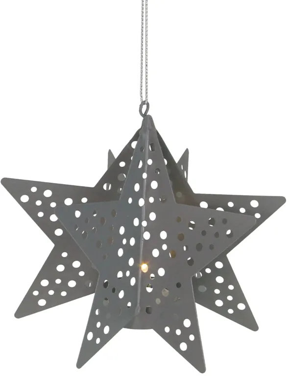 5" Pre-Lit Gray Cut Out Star Hanging Christmas Ornament