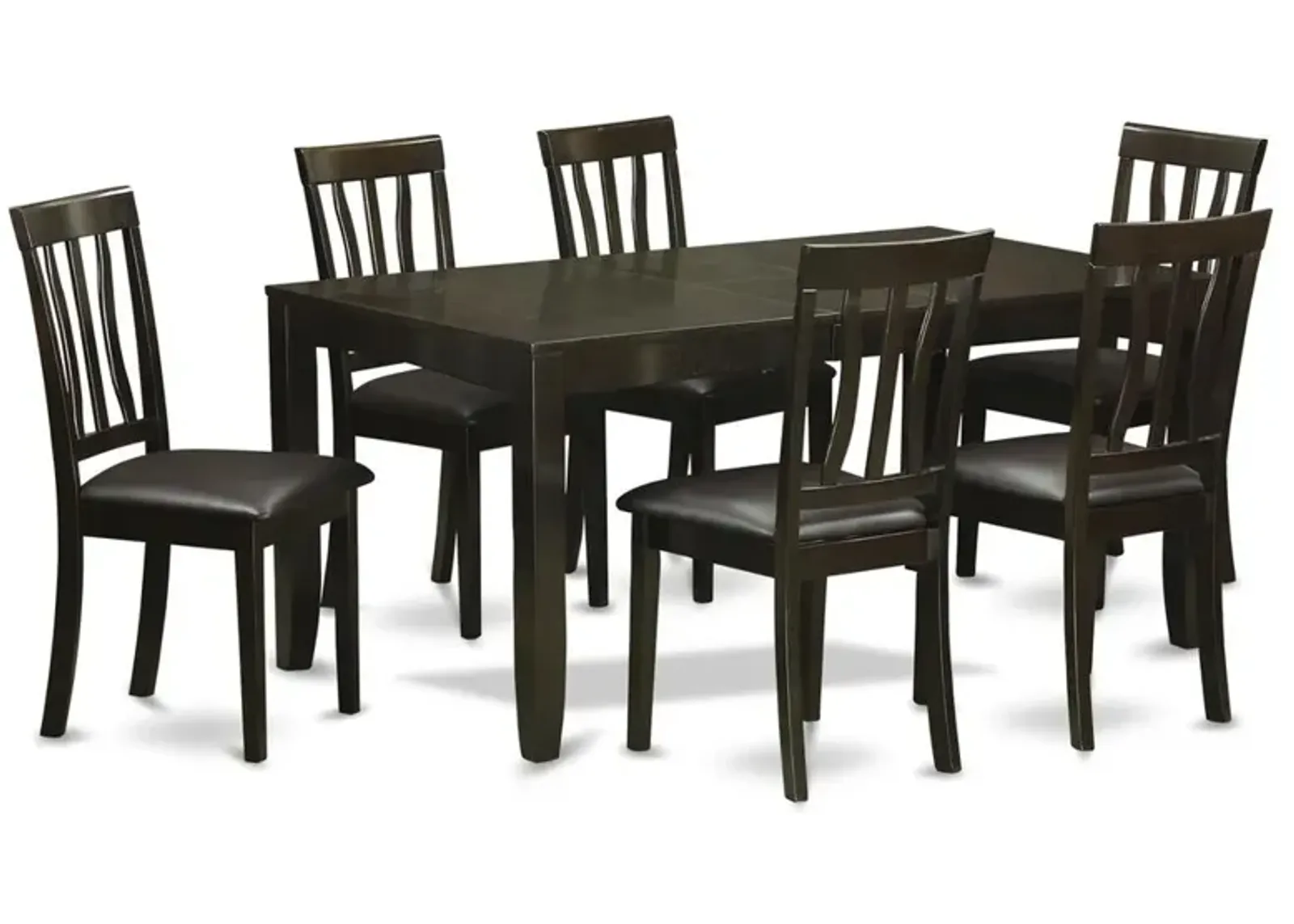 East West Furniture 7  PC  Dining  room  set-Dining  Table  with  Leaf  and  6  Dining  Chairs