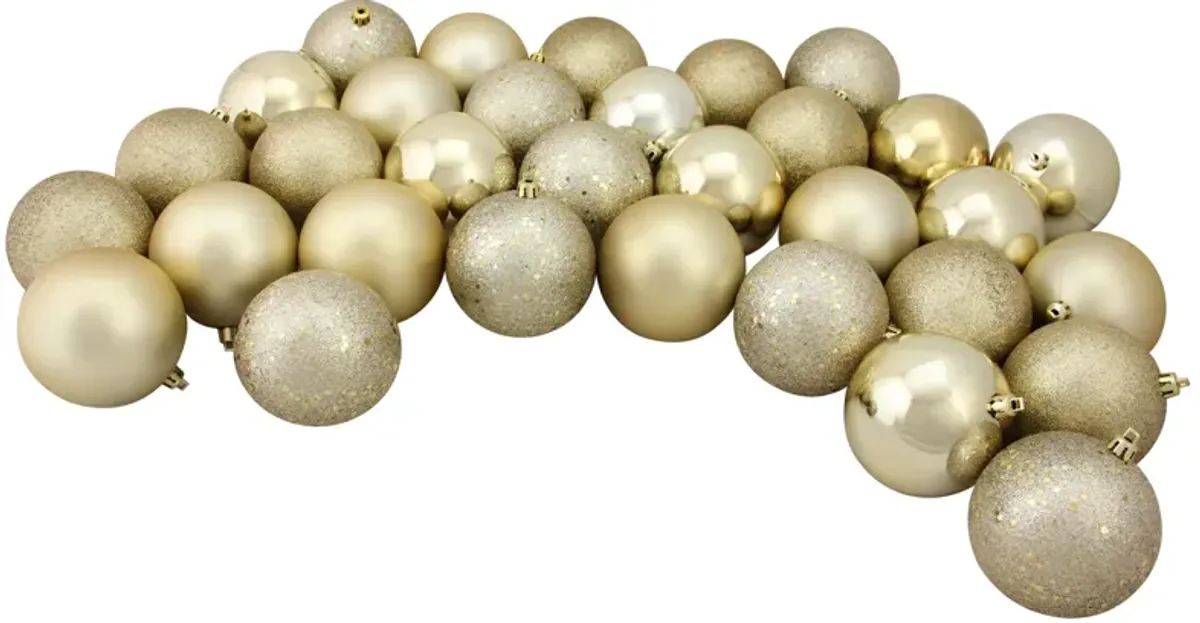 60ct Champagne Gold Shatterproof 4-Finish Christmas Ball Ornaments 2.5 inches 60mm