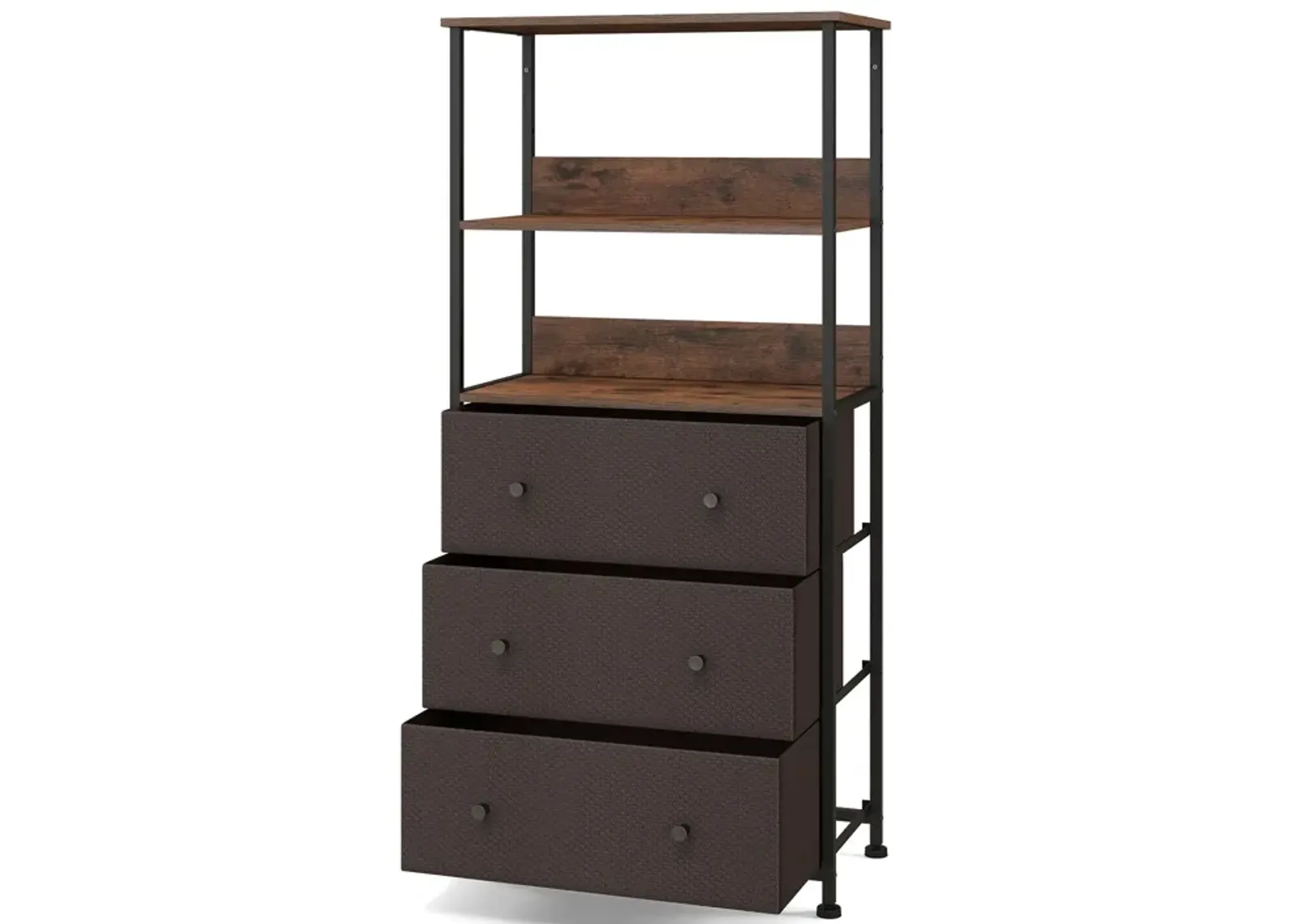 Chest of Fabric Drawer with 3 Folding Fabric Drawers and Anti-tipping Devices-Brown