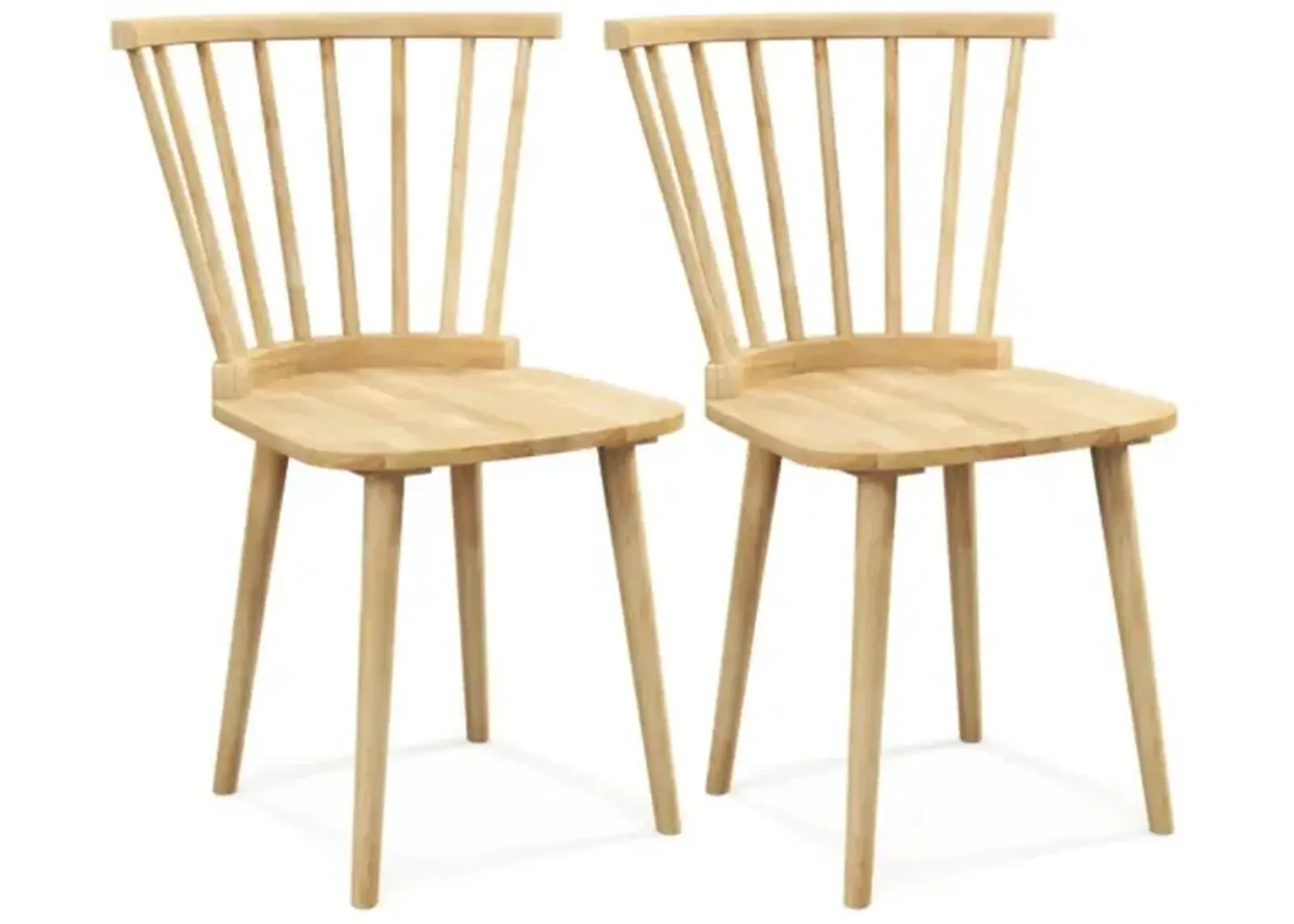 Hivvago Windsor Dining Chairs Set of 2 Rubber Wood Kitchen Chairs with Spindle Back