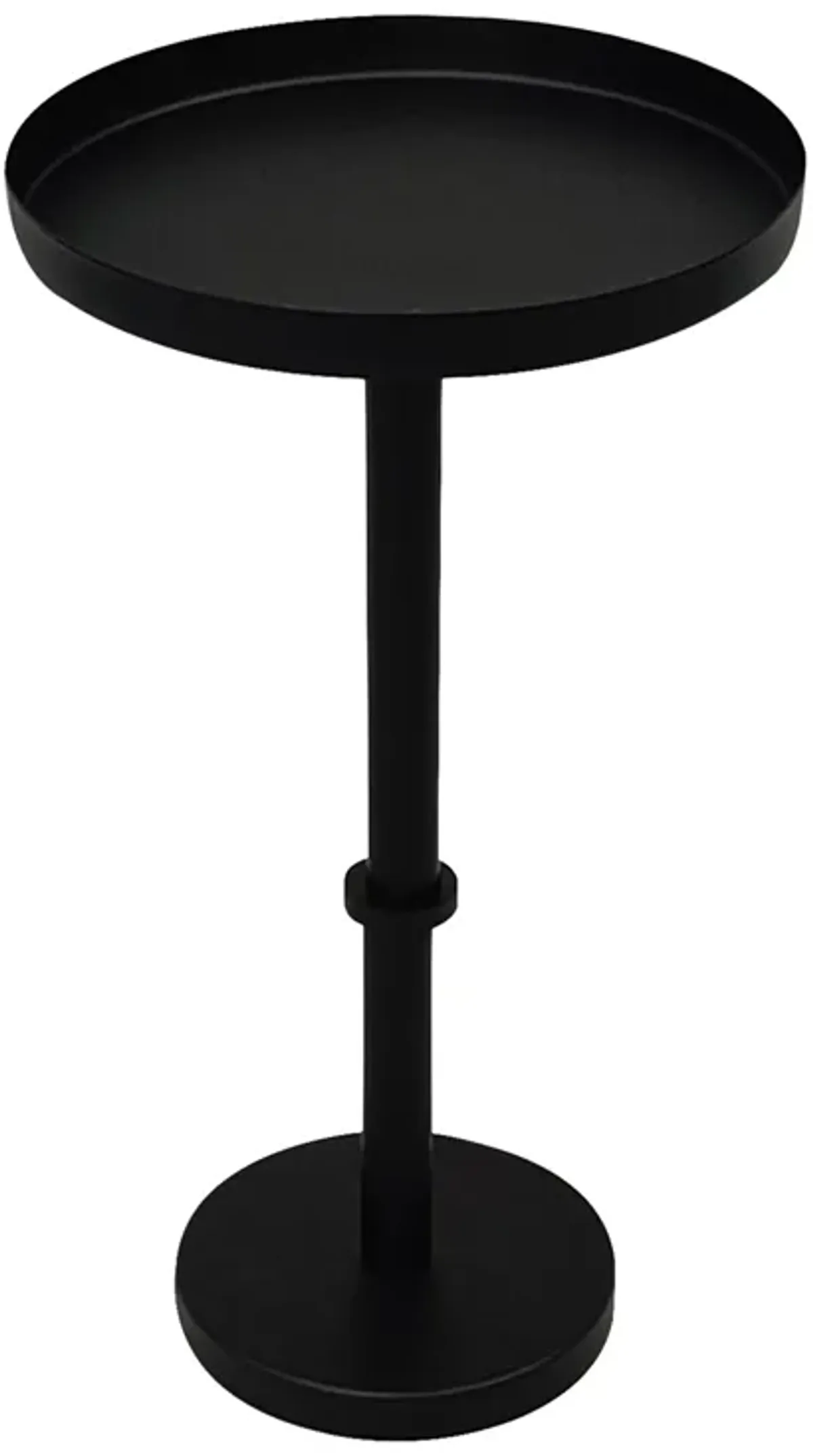 Ara 12 Inch Side End Table, Vintage Sleek Pillar Base, Round Tray Top, Matte Black