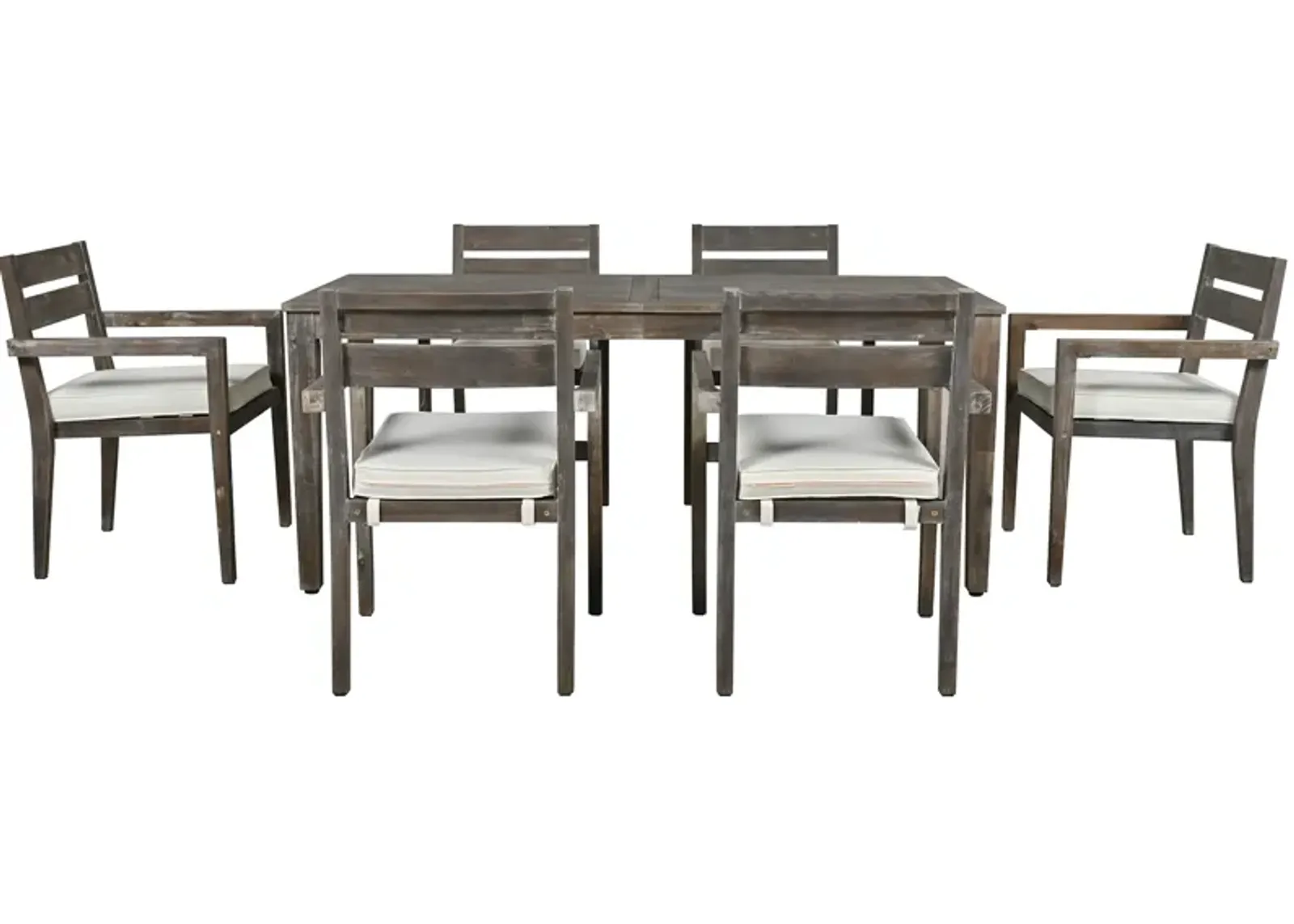 Merax Acacia Wood Outdoor Dining Table Set with 6 Chairs