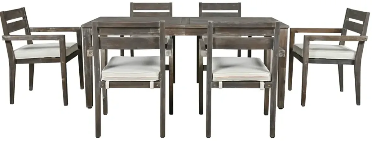 Merax Acacia Wood Outdoor Dining Table Set with 6 Chairs