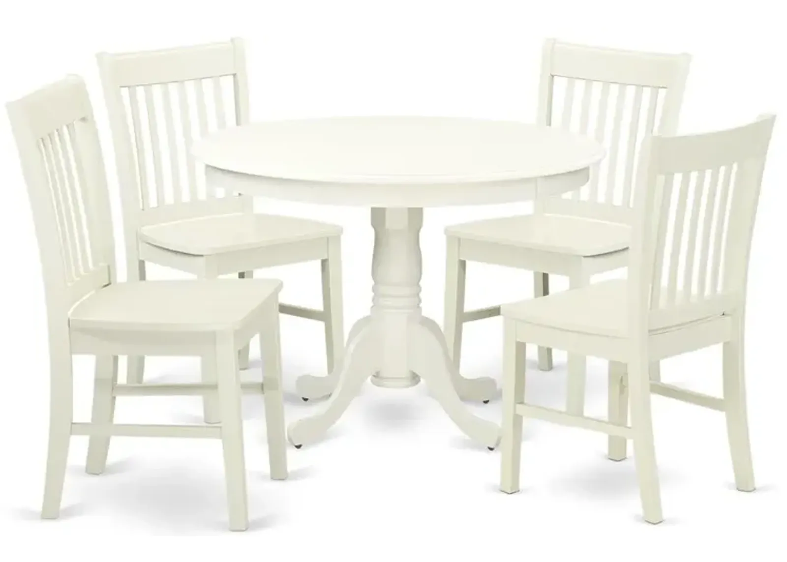 East West Furniture Dining Room Set Linen White, HLNO5-LWH-W