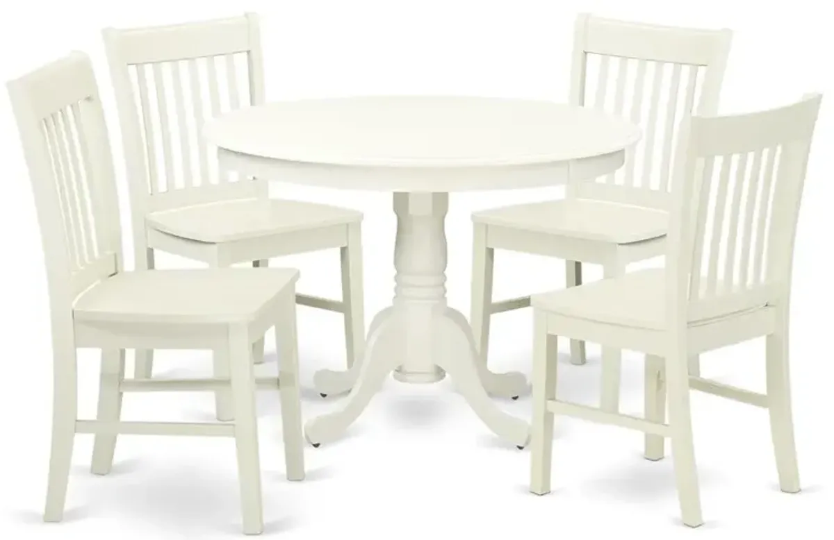 East West Furniture Dining Room Set Linen White, HLNO5-LWH-W