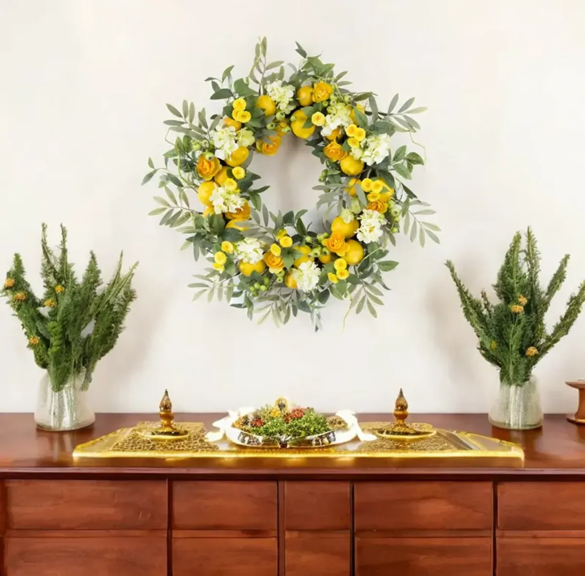 Lemon and Floral Wreath – Vibrant Summer Décor for Home, Door, or Seasonal Accent