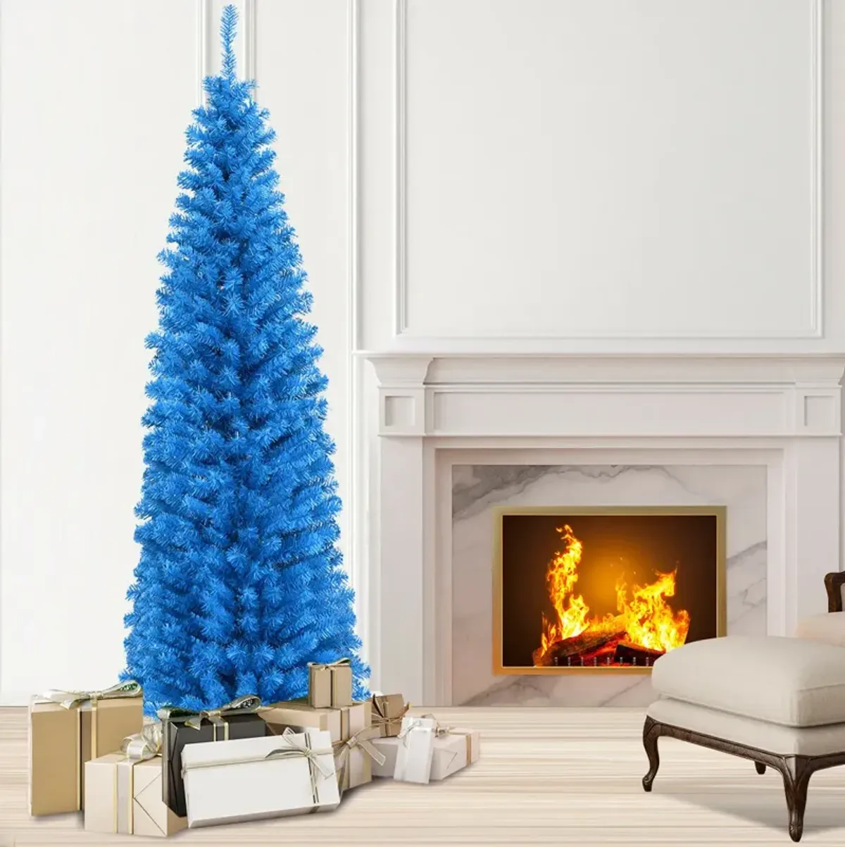 Unlit Artificial Christmas Halloween Pencil Tree with Metal Stand