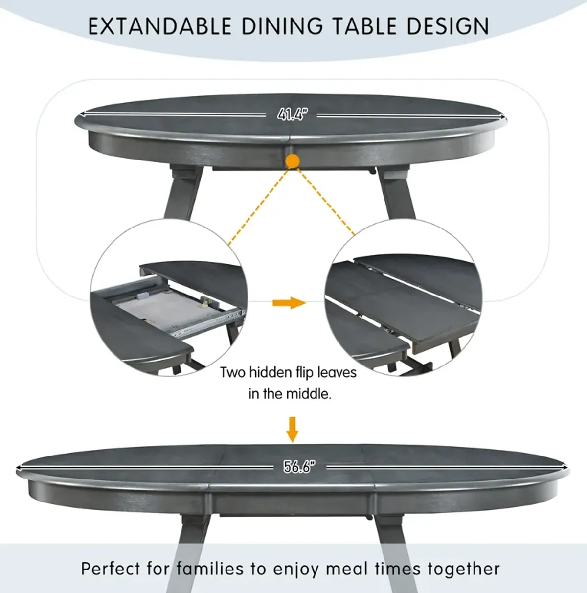 Merax Wood Round Extendable Dining Table