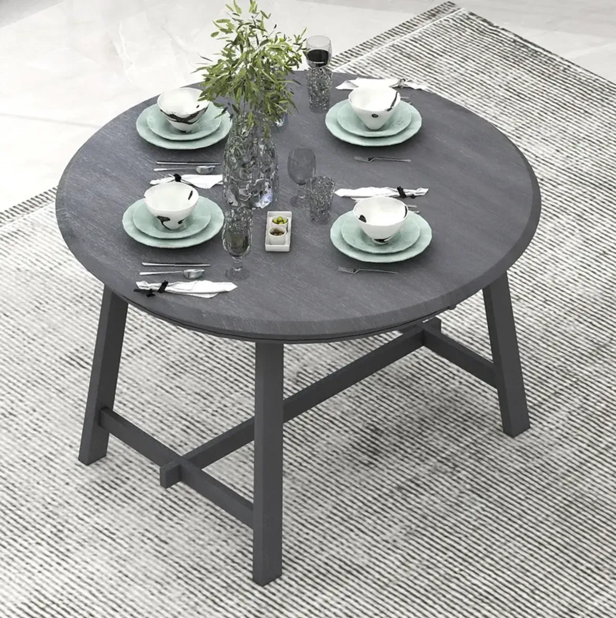 Merax Wood Round Extendable Dining Table