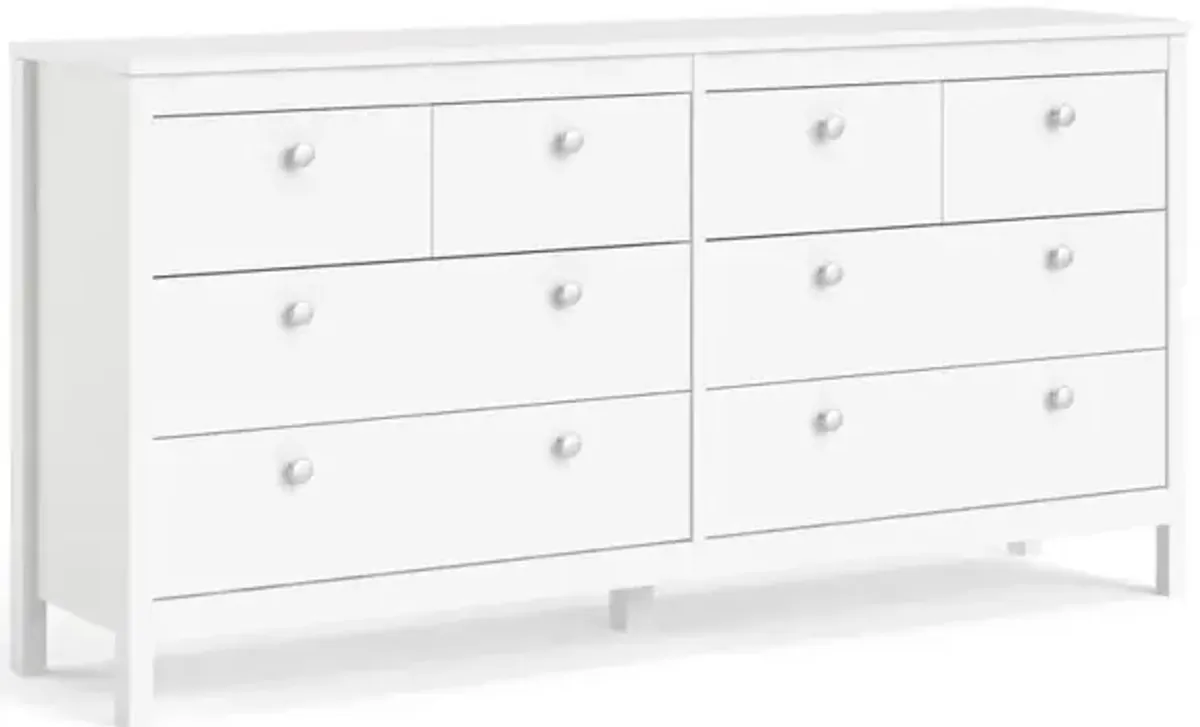 Tvilum Madrid 8 Drawer Double Dresser , White