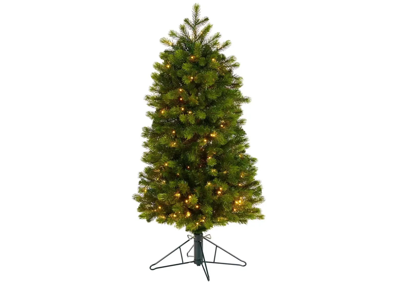 Nearly Natural 4-ft Slim Colorado Mountain Spruce Artificial Christmas Tree with 150 (Multifunction with Remote Control) Warm White Micro LED Lights and 360 Bendable Branches