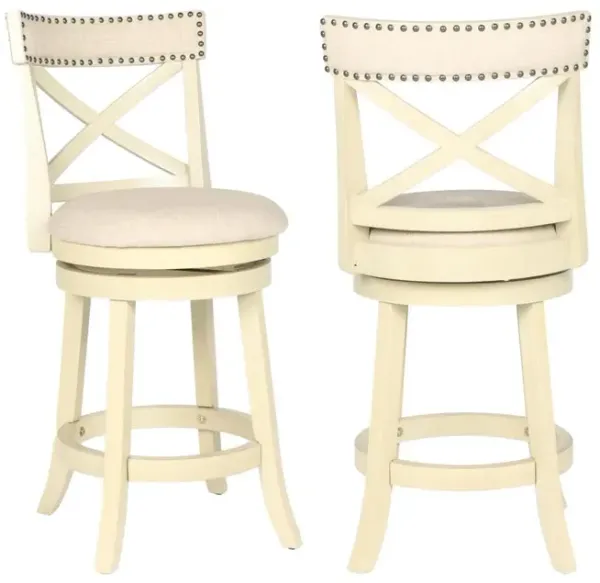 New Classic Furniture York White Solid Wood Swivel Counter Stool (Set of 2)