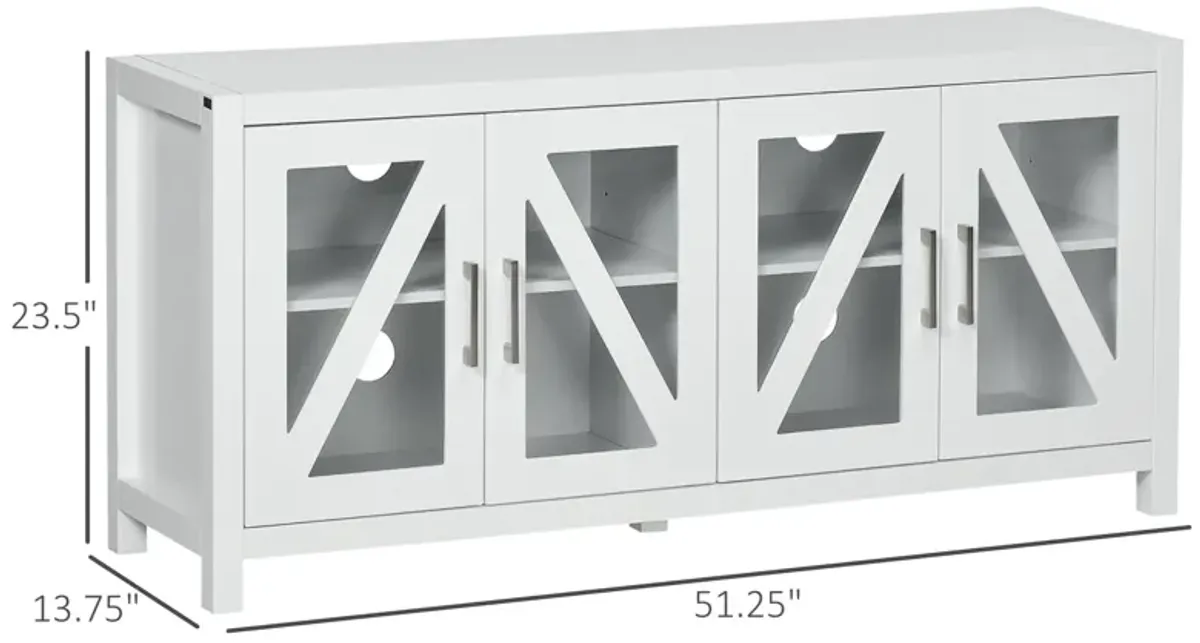 White Entertainment Center: TV Stand for 58" TVs with Glass Doors