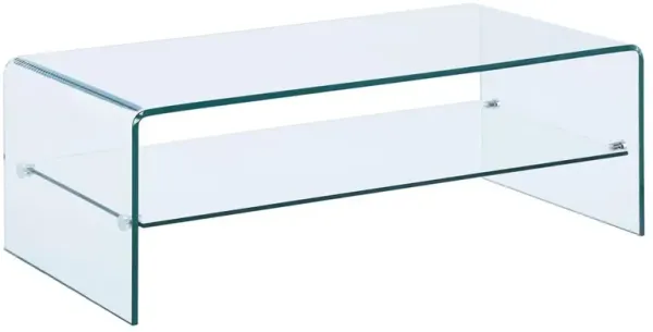 12MM Bent Tempered Glass Coffee Table with 8mm Shelf Glass