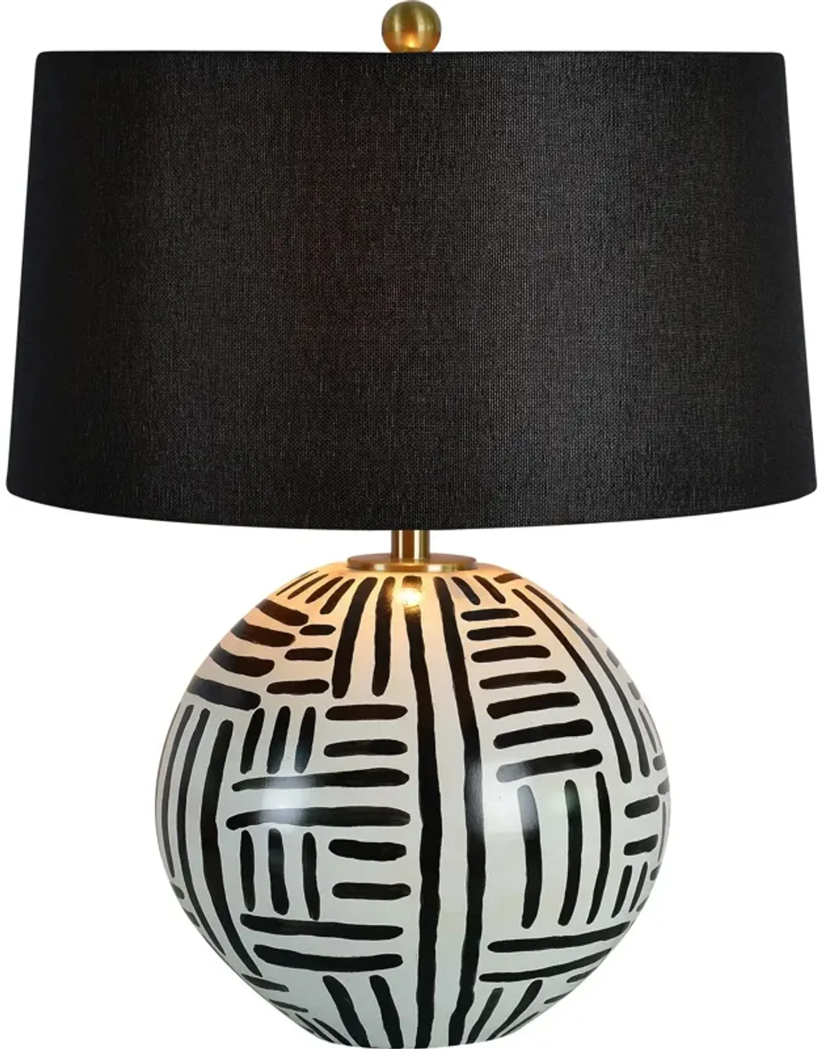 24.5" Spherical Ceramic Table Lamp with Black Modified Drum Shade