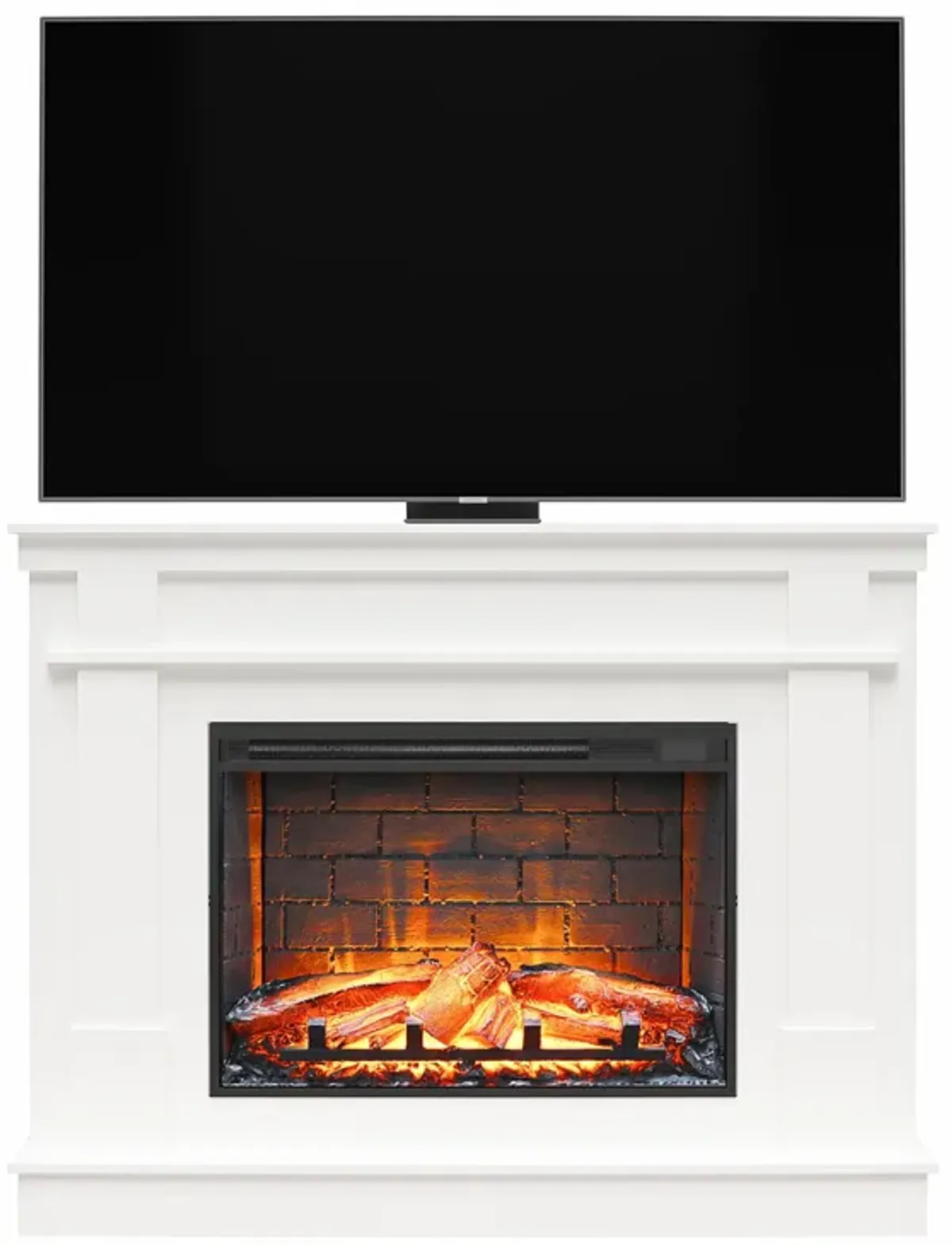 Elmcroft Mantel Fireplace TV Stand for TVs up to 65", White