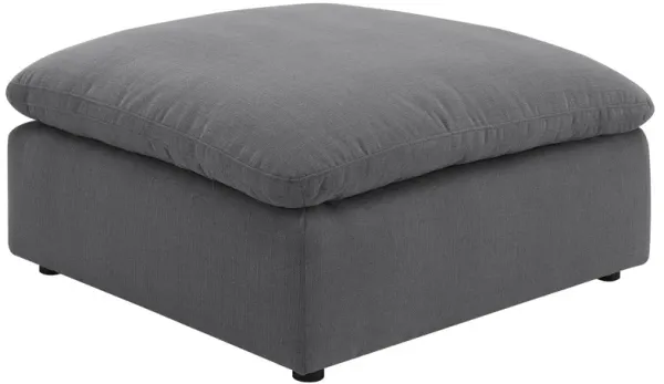 Hobo Square Ottoman, Charcoal Gray Fabric, Foam Cushions, 40 Inch - Benzara