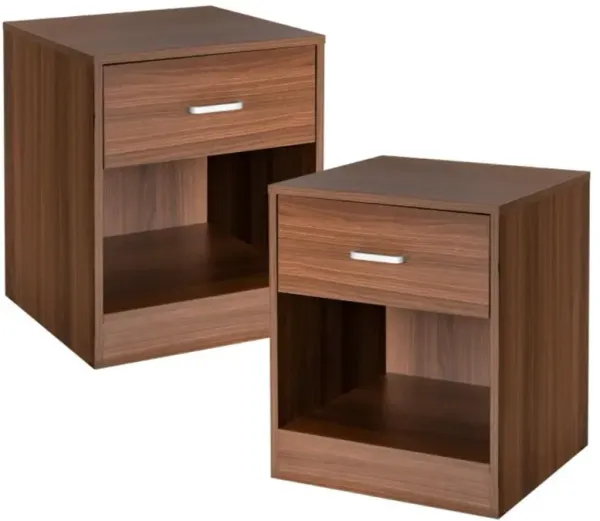 Hivvago 2 Pieces Nightstand with Storage Drawer and Cabinet