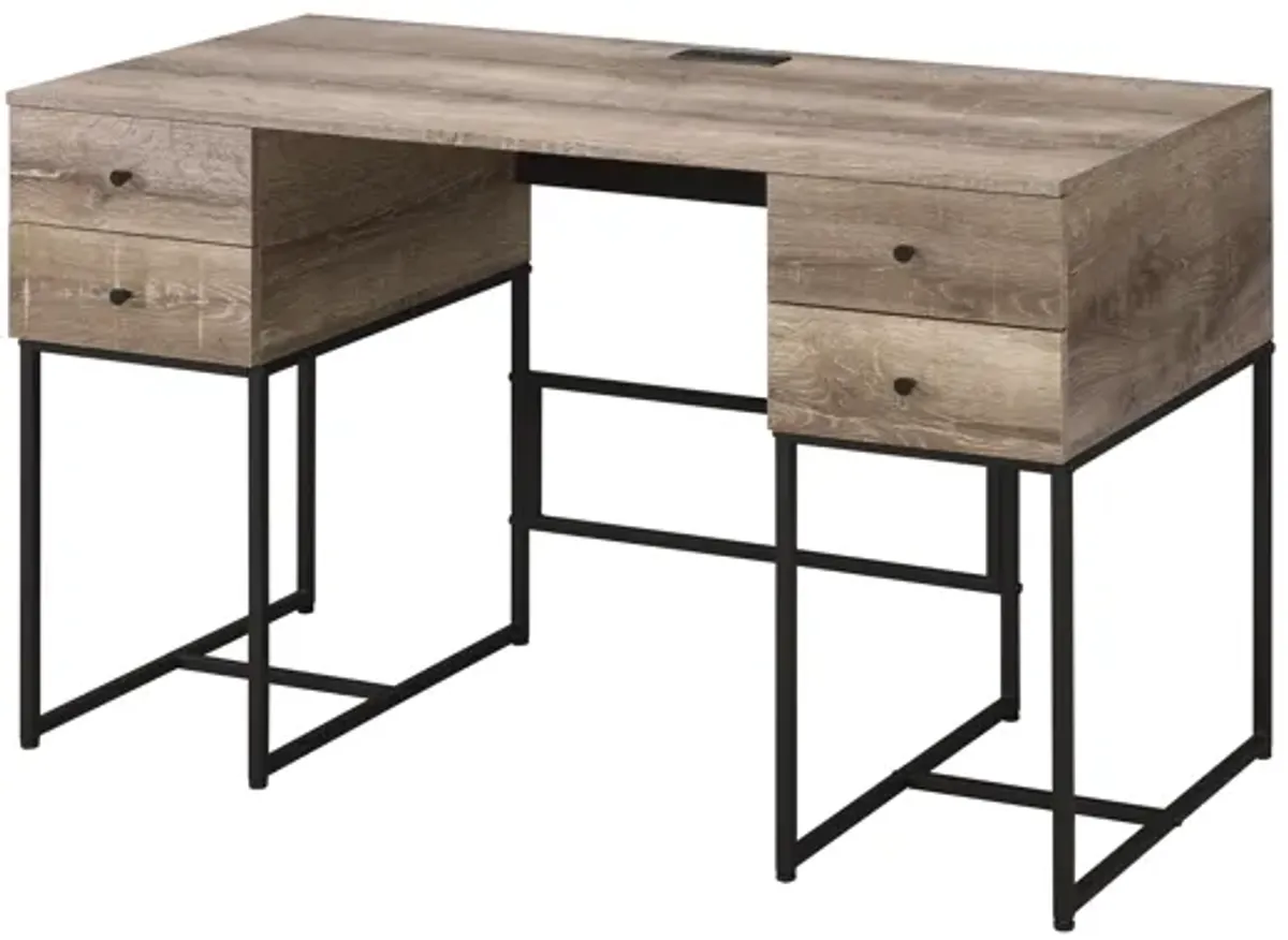 ACME Desirre Writing Desk, Rustic Oak & Black