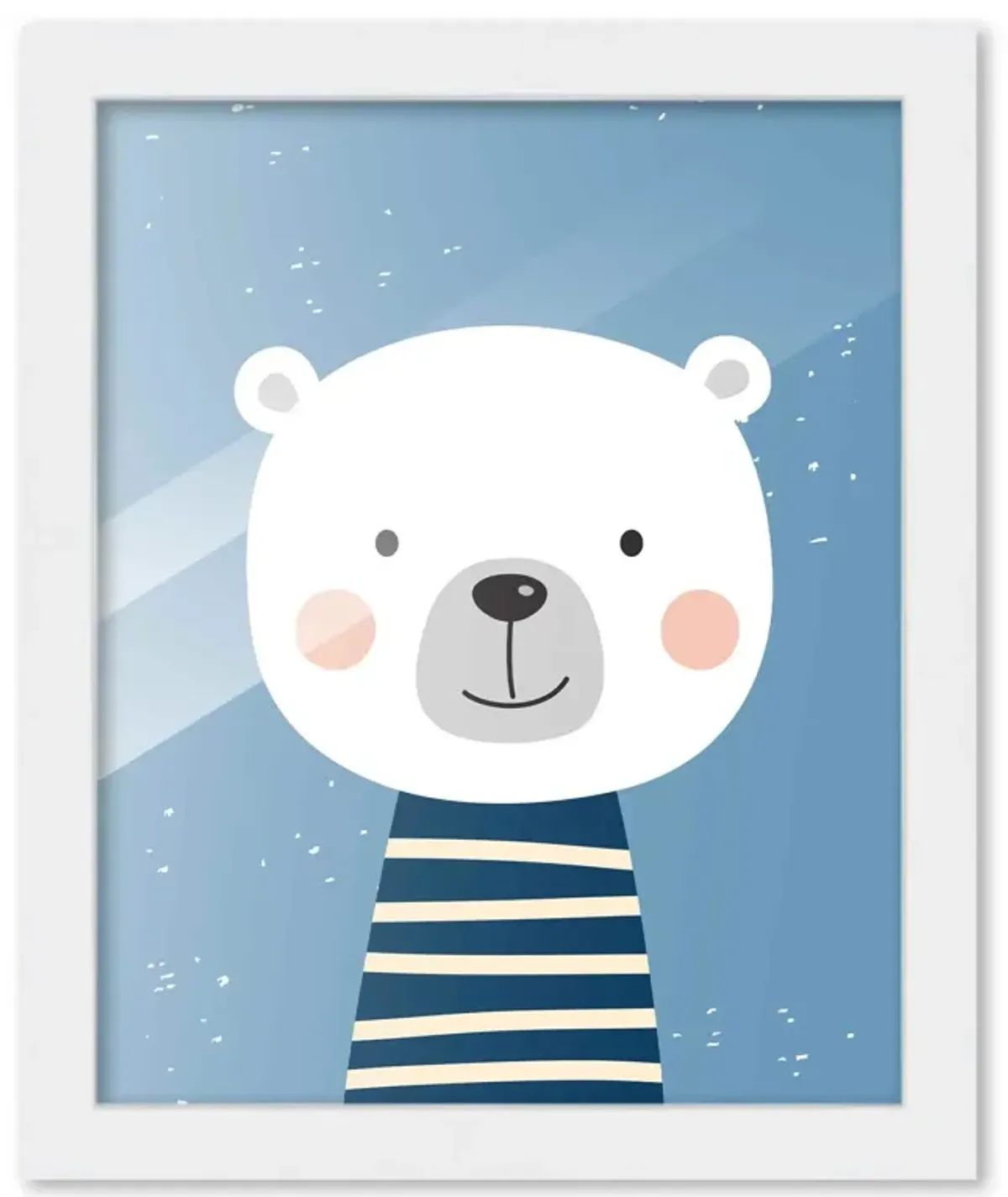 8x10 Framed Nursery Wall Adventure Boy Bear Poster in White Wood Frame For Kid Bedroom or Playroom