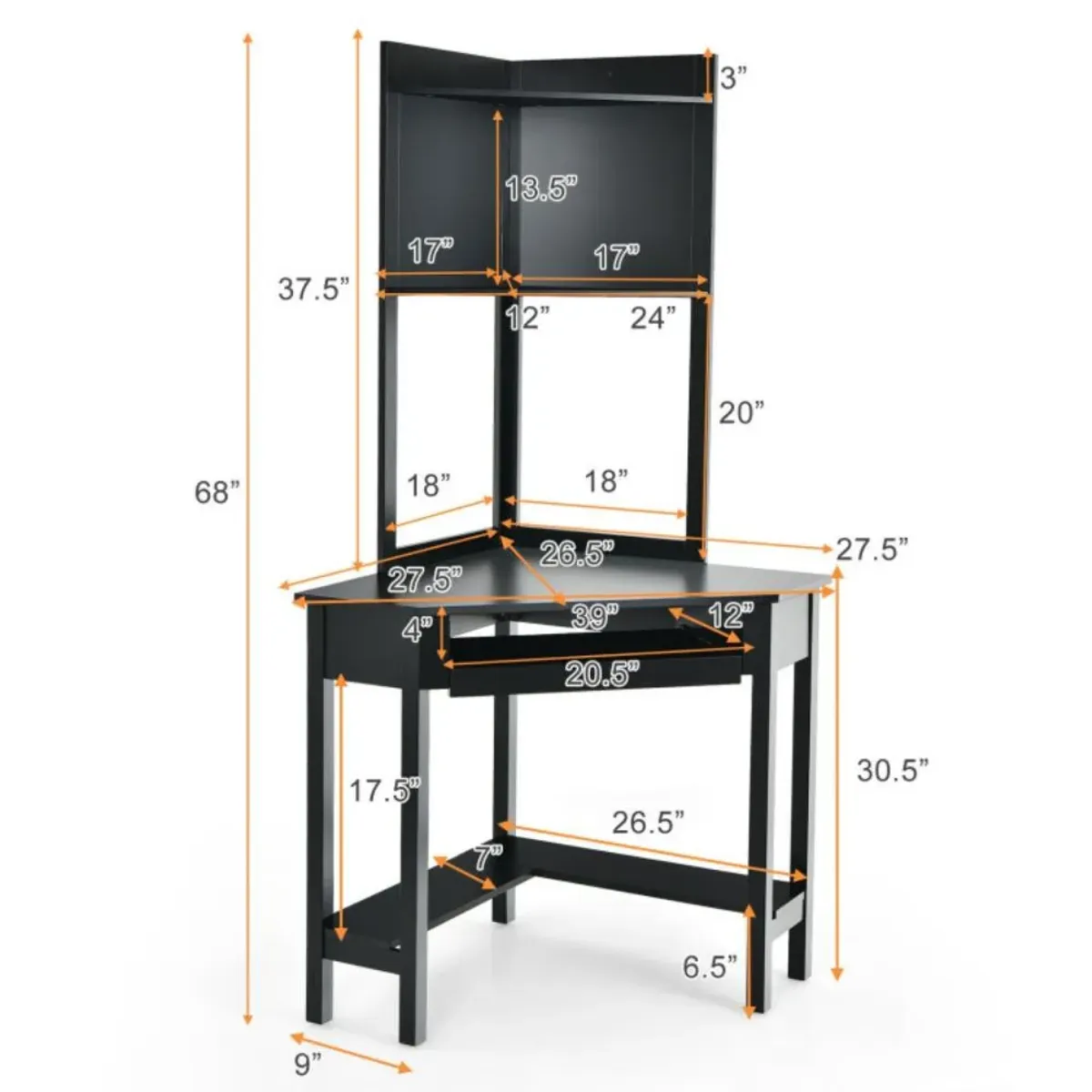 Hivvago Corner Computer Desk with Hutch and Storage Shelves