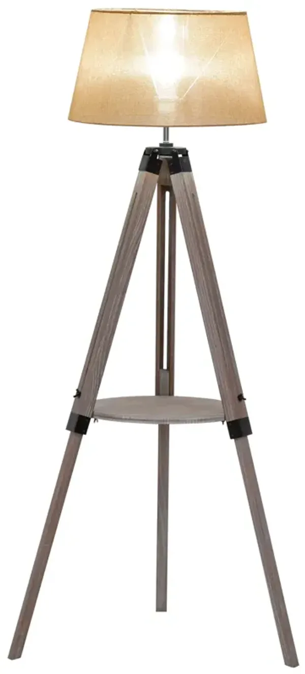 Multifunctional Light: Floor Lamp with Shelf and Cloth Shade