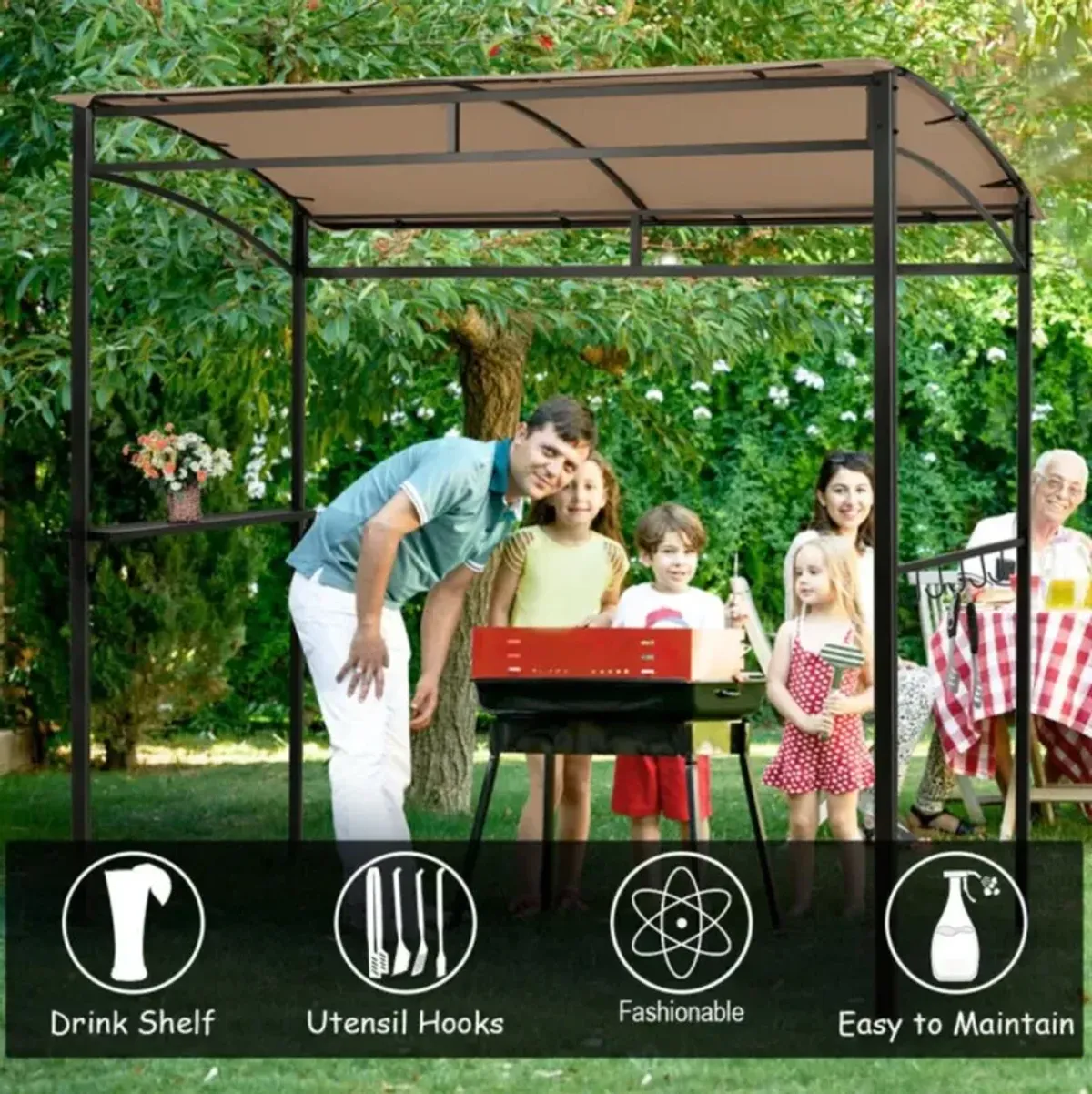 Hivvago 7 x 4.5 Feet Grill Gazebo Outdoor Patio Garden BBQ Canopy Shelter