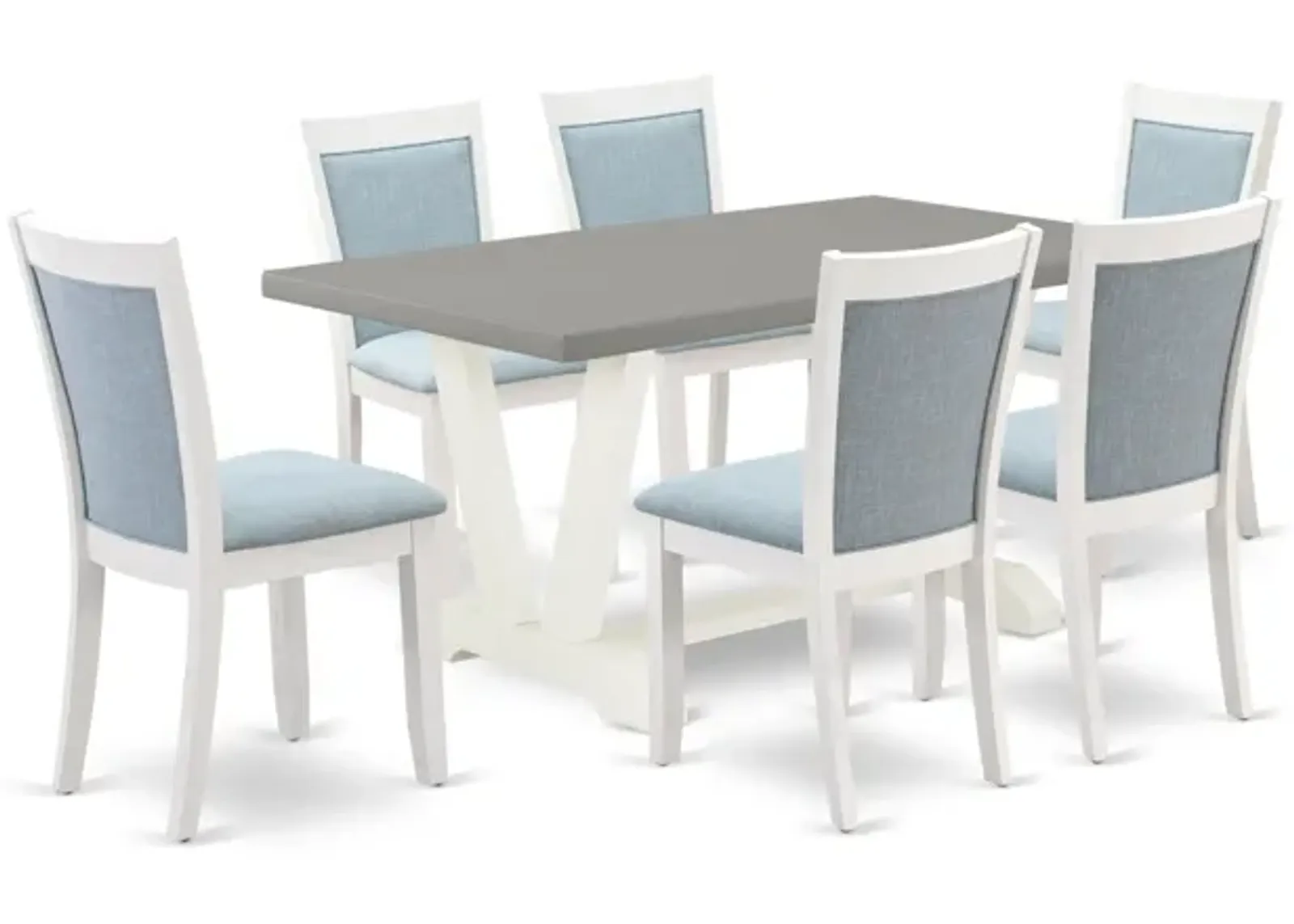 East West Furniture V096MZ015-7 7Pc Dining Set - Rectangular Table and 6 Parson Chairs - Multi-Color Color