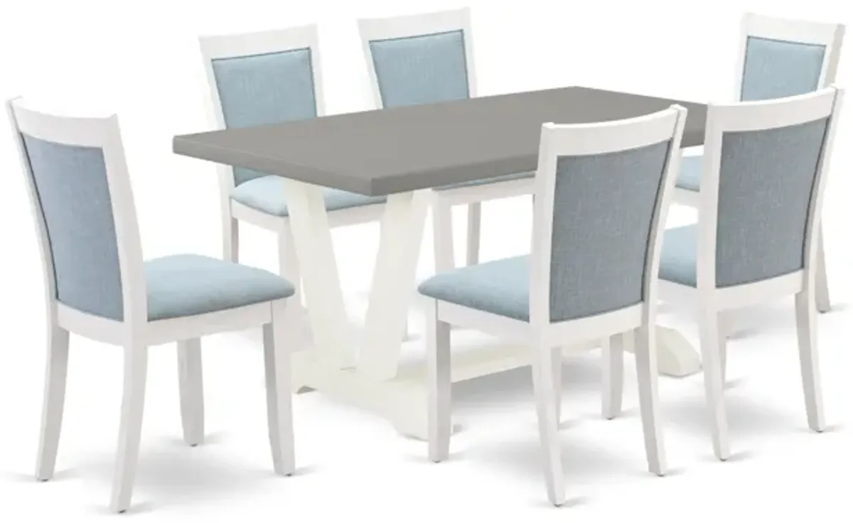 East West Furniture V096MZ015-7 7Pc Dining Set - Rectangular Table and 6 Parson Chairs - Multi-Color Color