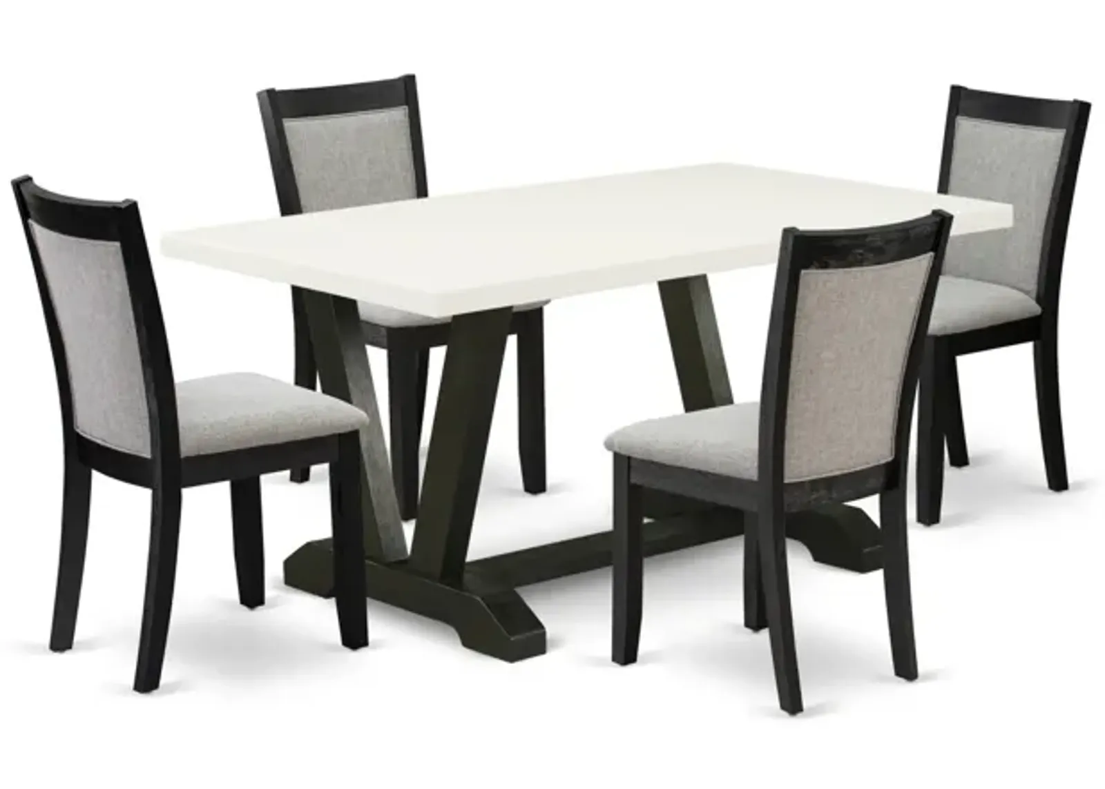 East West Furniture V626MZ606-5 5Pc Dinette Set - Rectangular Table and 4 Parson Chairs - Multi-Color Color