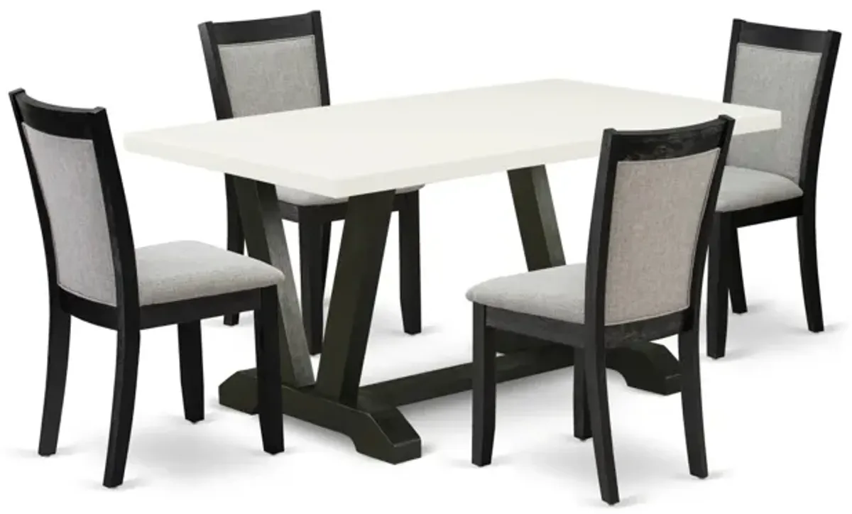 East West Furniture V626MZ606-5 5Pc Dinette Set - Rectangular Table and 4 Parson Chairs - Multi-Color Color