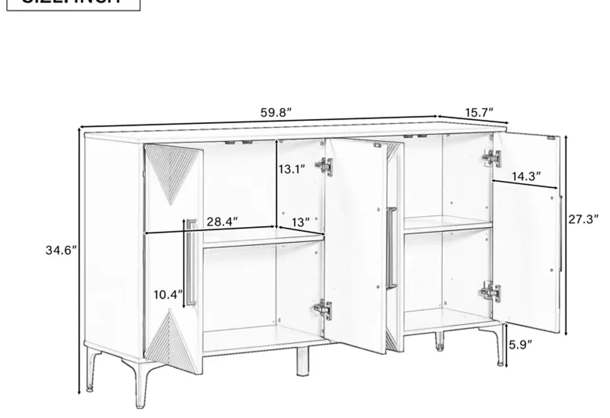 Merax Four-Door Cabinet  Storage Sideboard