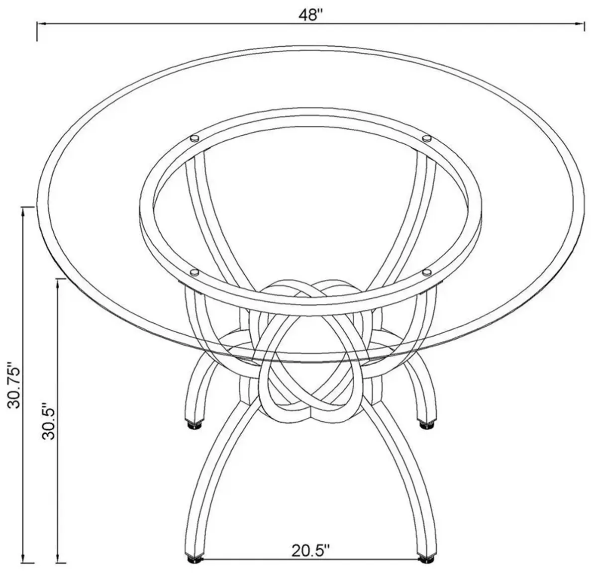 Aviano 48" Round Glass Top Dining Table Clear and Gunmetal