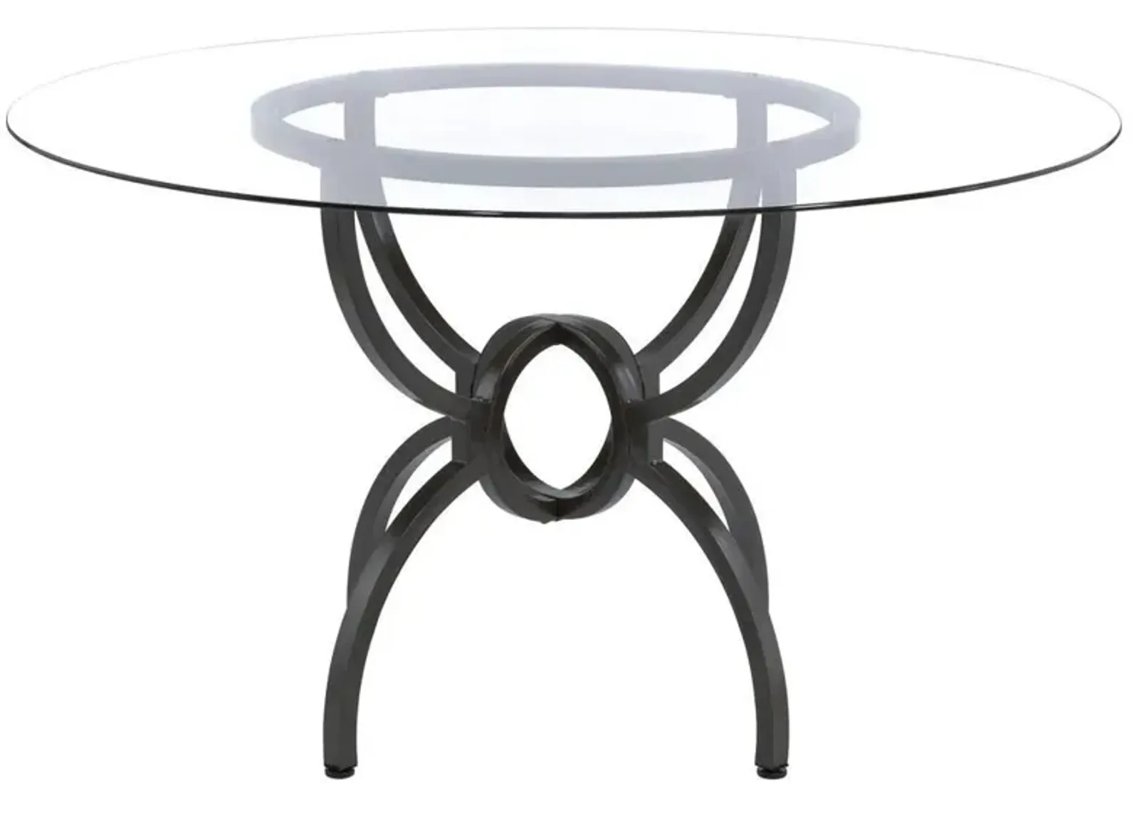 Aviano 48" Round Glass Top Dining Table Clear and Gunmetal