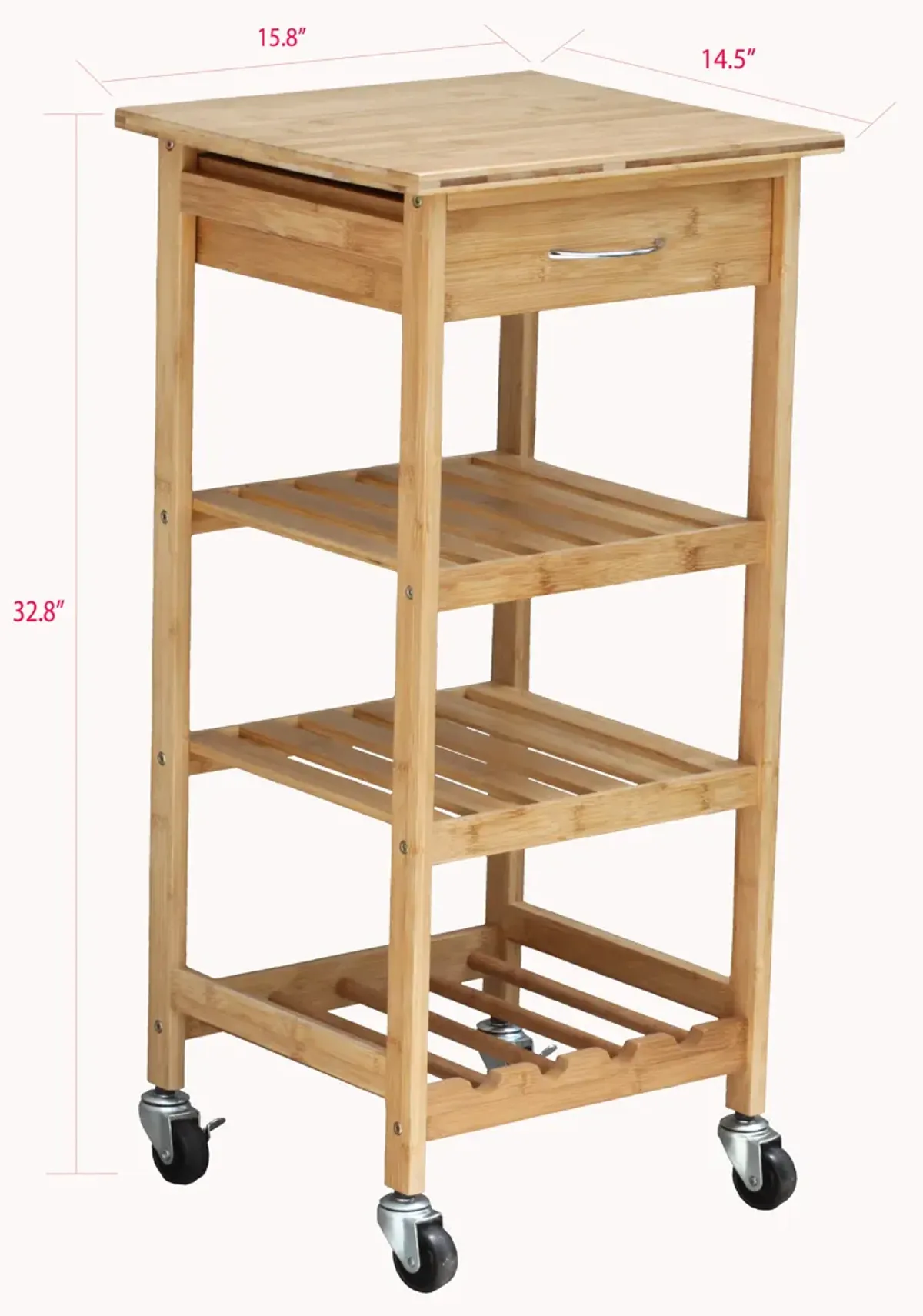 Oceanstar Bamboo Kitchen Trolley