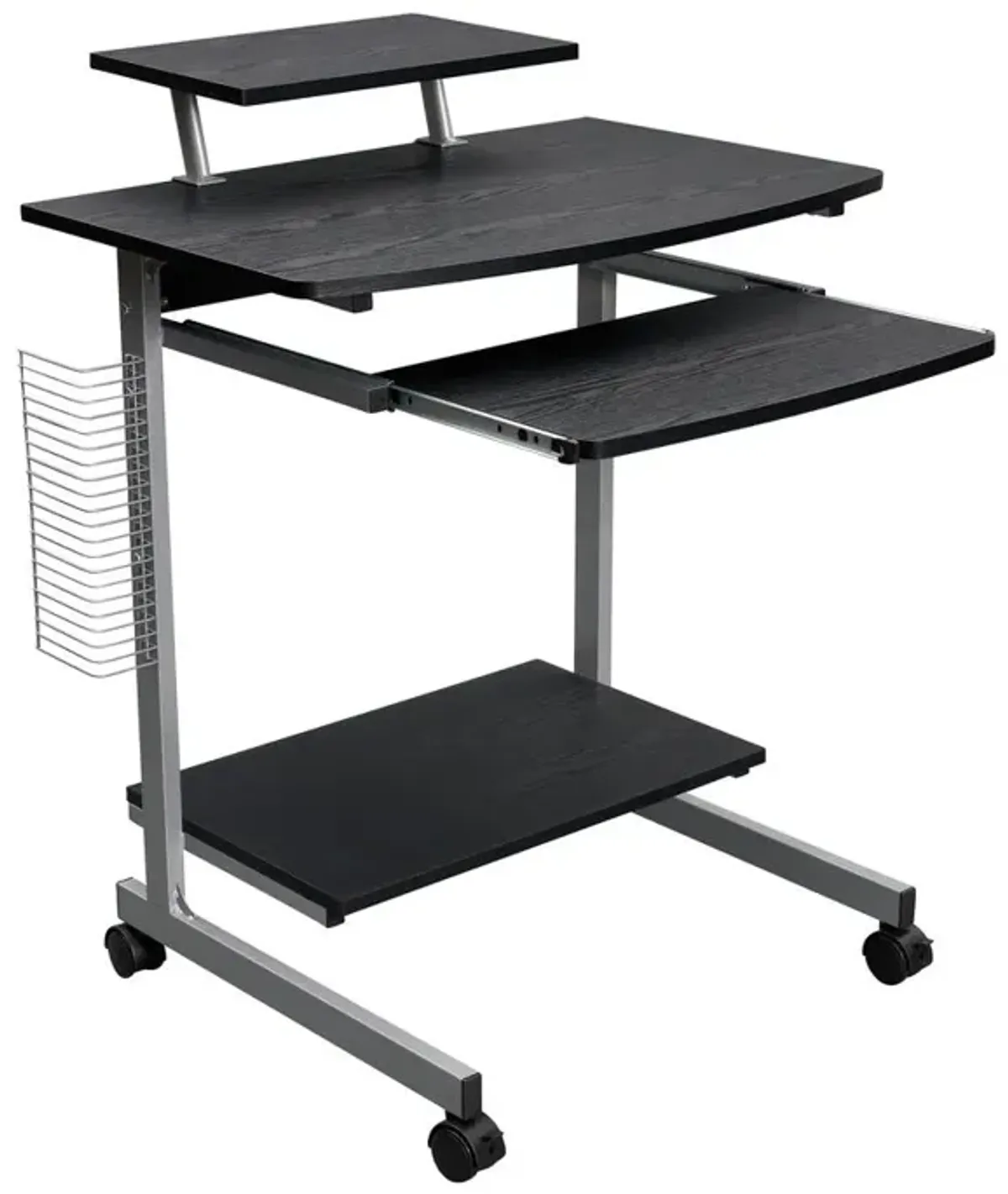 Compact Computer Cart With Storage . Color: Espresso