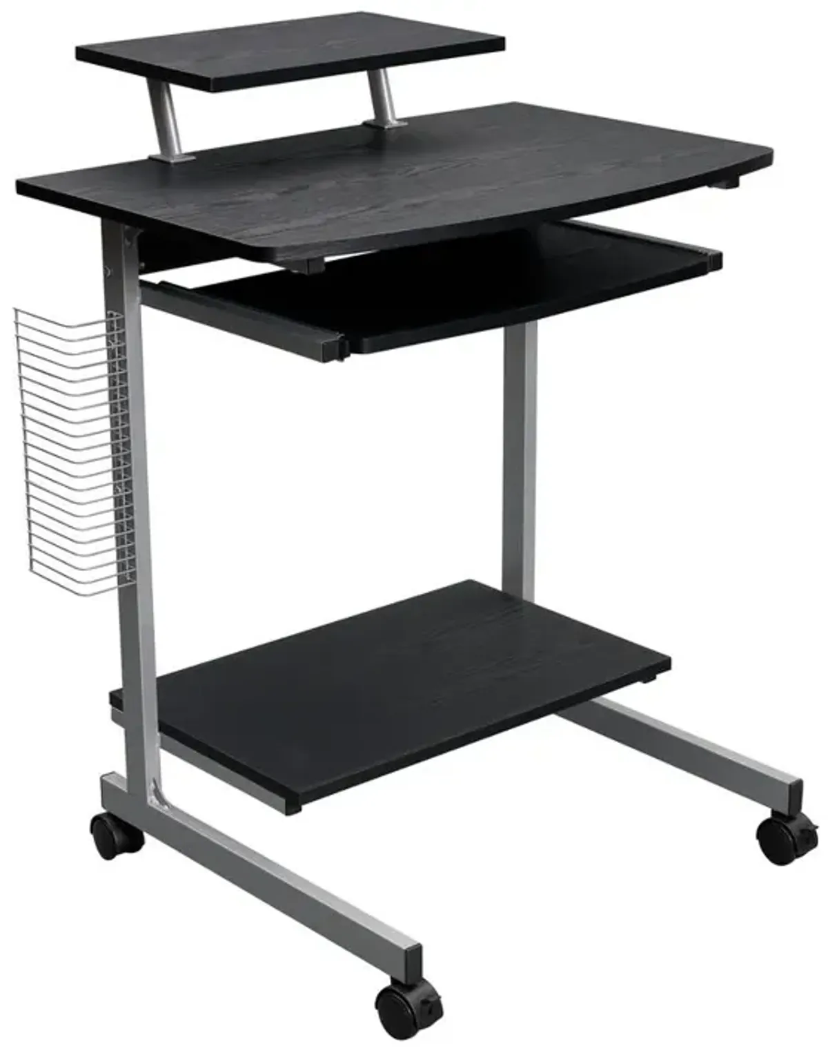 Compact Computer Cart With Storage . Color: Espresso