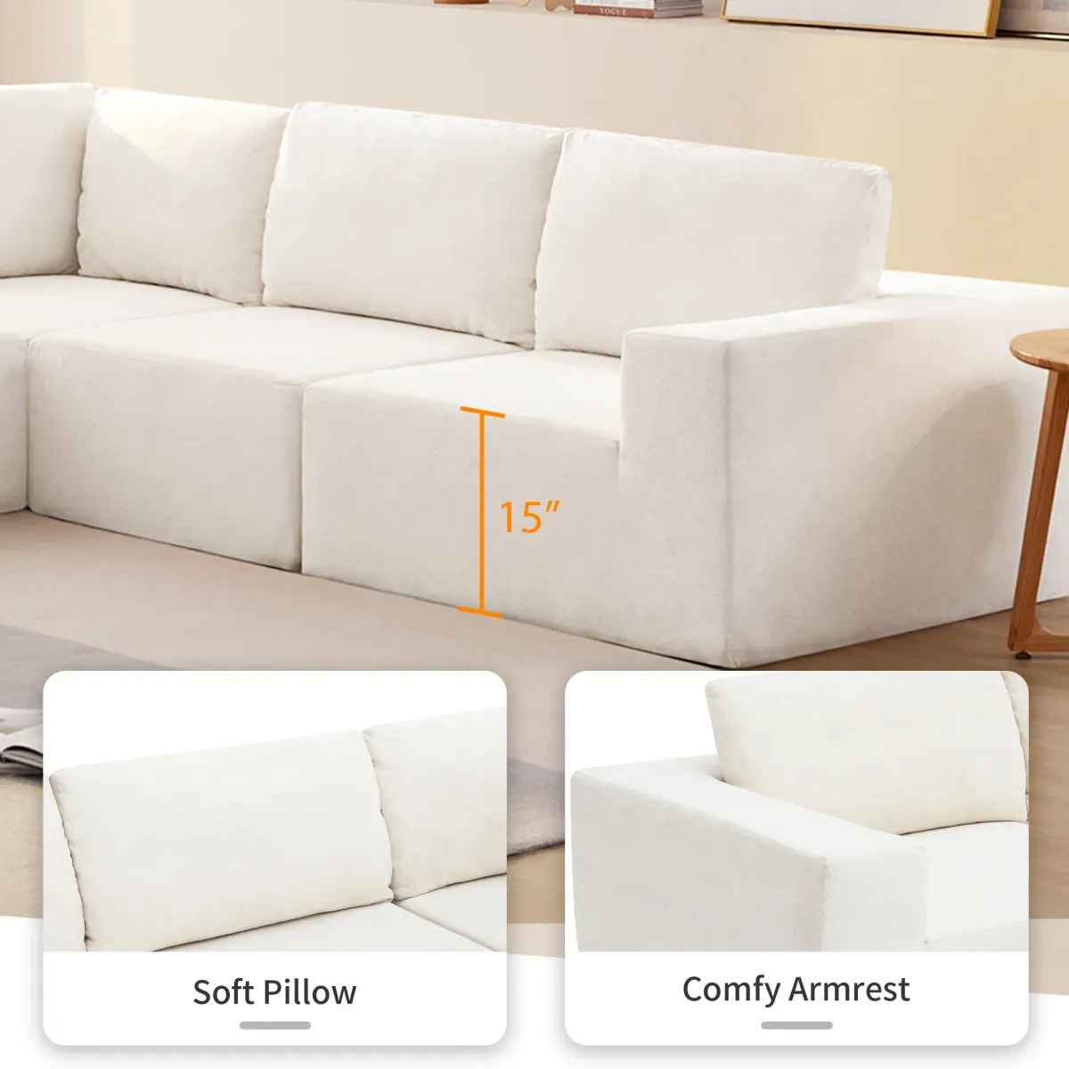 Merax Luxury L Shaped Terry Cloth Sectional Sofa