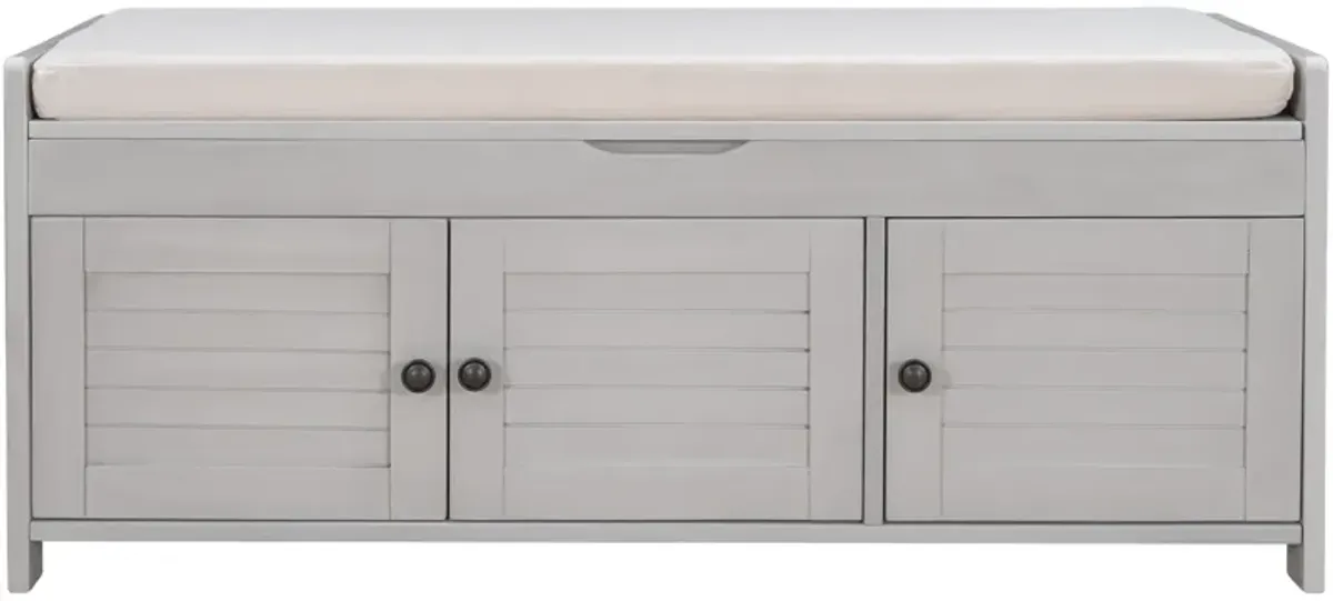 Merax Multifunctional 3 Shutter-shaped Doors Storage Bench